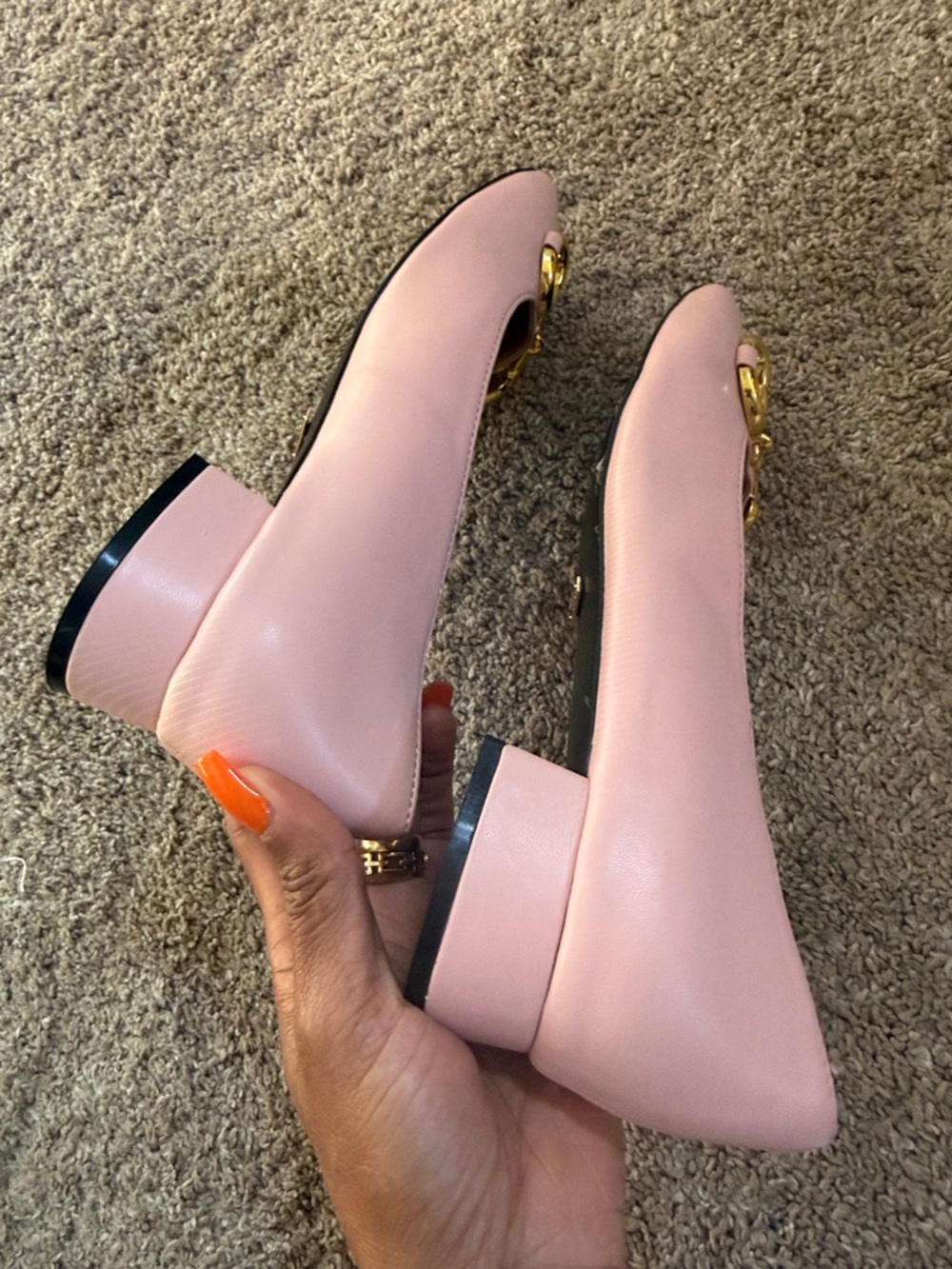 Gucci Blush Pink Horsebit Square Toe Pumps - Picture 7 of 17